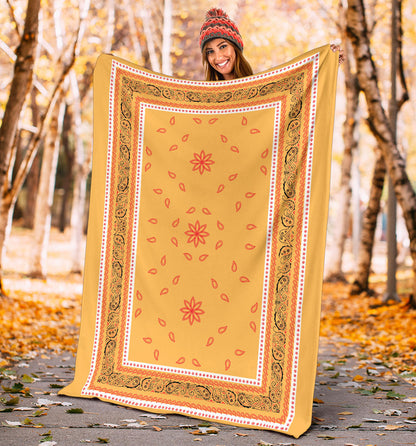 Ultra Plush 5 Red on Peach Bandana Throw Blanket