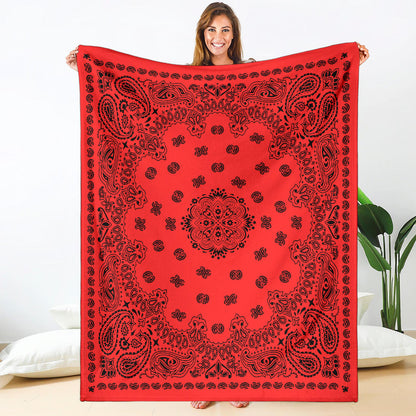 Ultra Plush 2 Black on Red Bandana Throw Blanket
