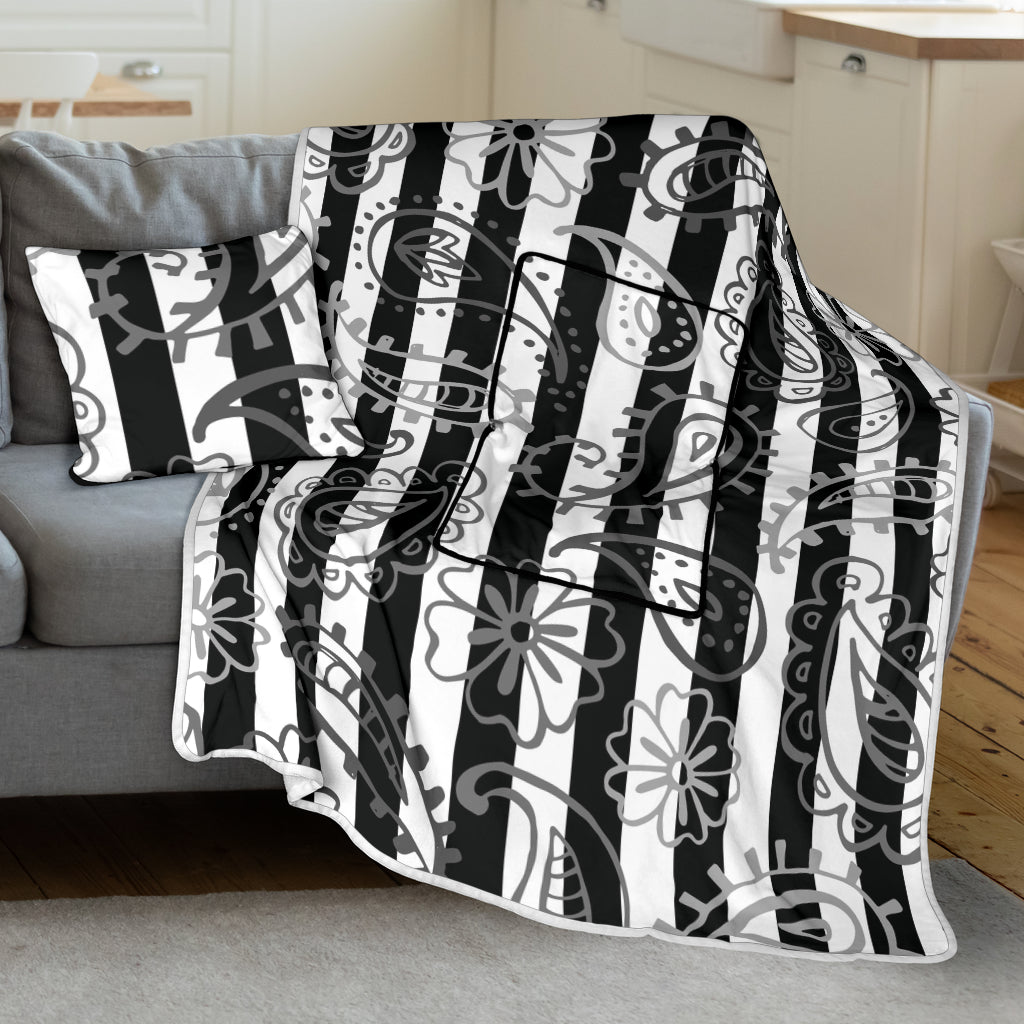 Pillow Blanket - Stripes and Paisley