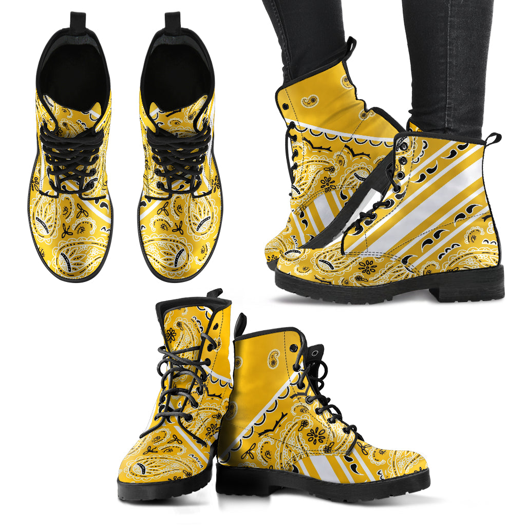 Bold Stripe Gold Leather Bandana Boot