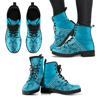 Flying V Leather Bandana Boot - Teal