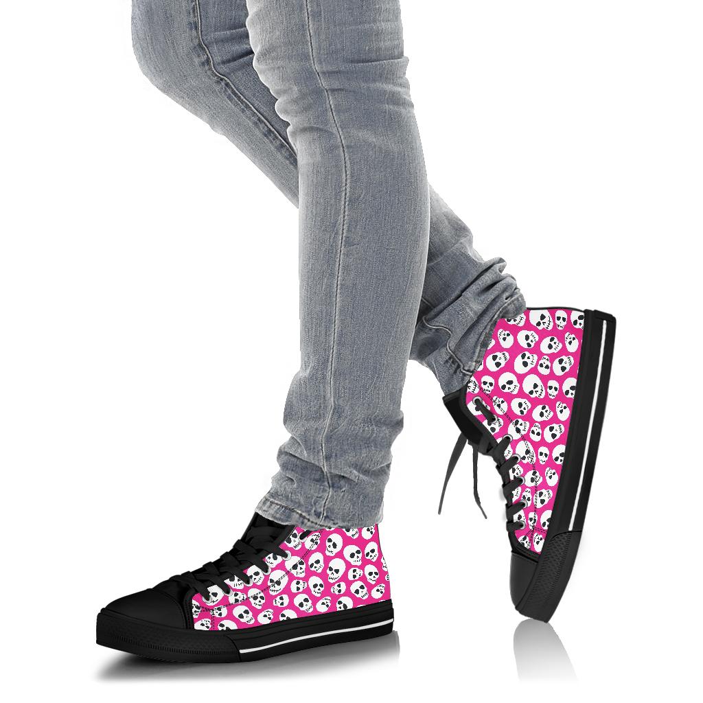 High Top Sneakers - Pink Skulls