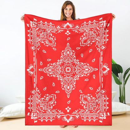 Ultra Plush 3 Red on White Bandana Throw Blanket