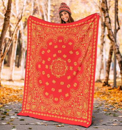 Ultra Plush 2 Yellow on Red Bandana Throw Blanket
