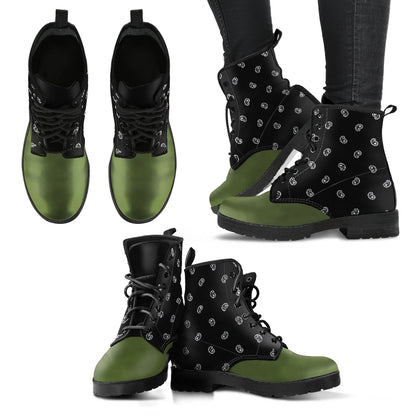 Women's Leather Bandana Boot - Army Green/Black