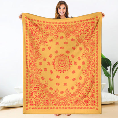 Ultra Plush 4 Red on Peach Bandana Throw Blanket