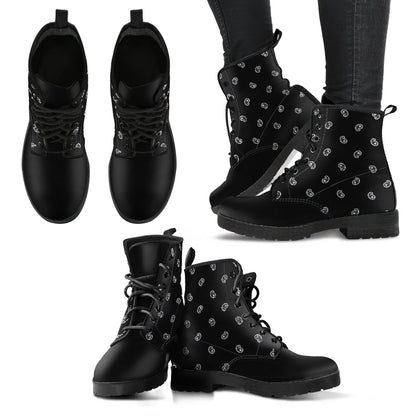 Women's Leather Bandana Boot - Black on Black