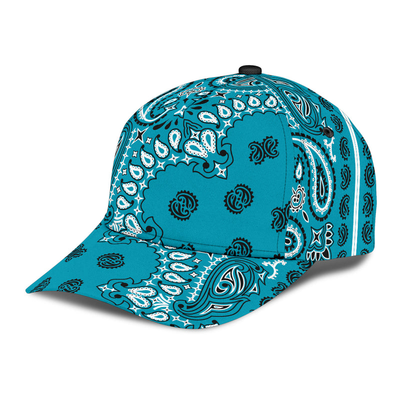 Classic Cap 2 - Black on Teal All Over Design