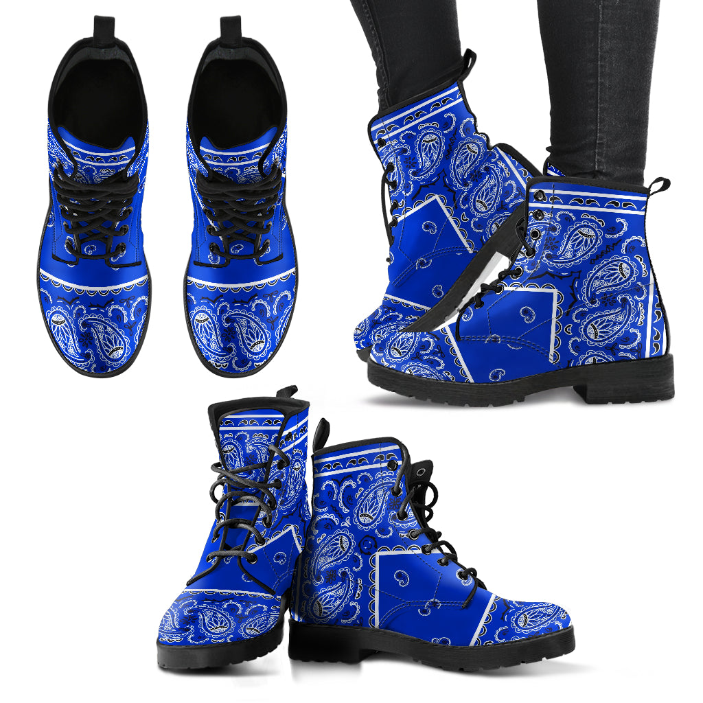 Women's Leather Bandana Boot - Cobalt