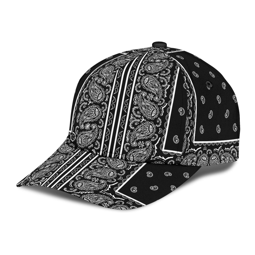 Classic Cap - 6 Square White on Black