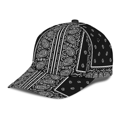 Classic Cap - 6 Square White on Black