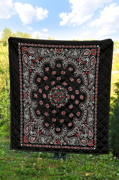 Quilt 2 Red White on Black Bandana Style