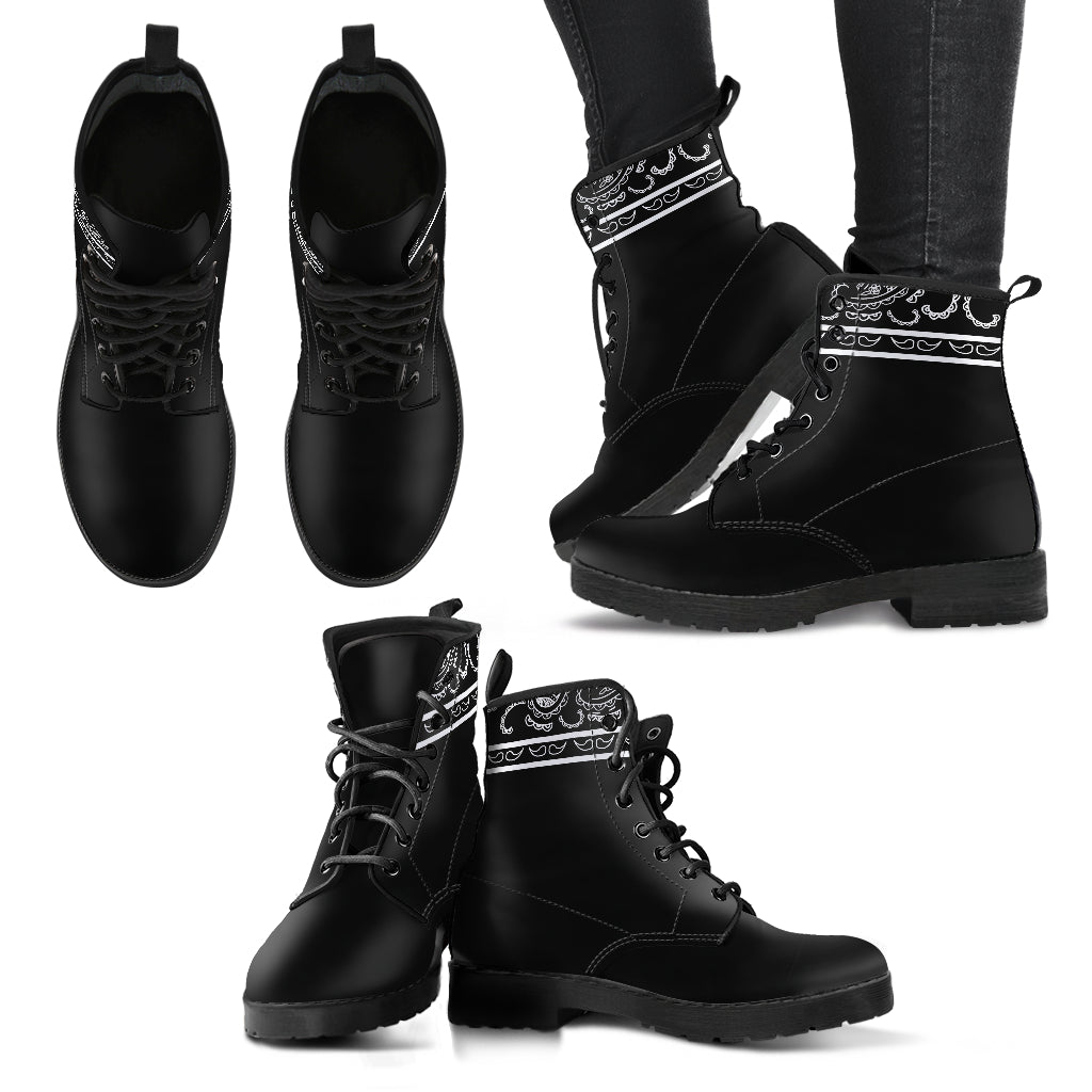 Banded Black Leather Bandana Boot