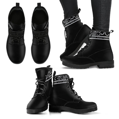 Banded Black Leather Bandana Boot