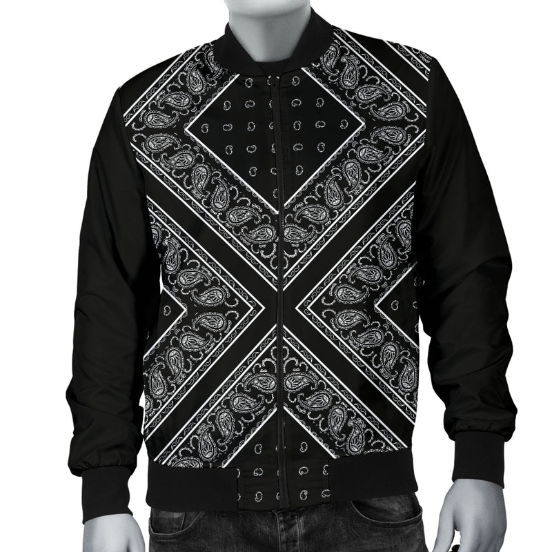 Men's Black X Bandana Bomber Jacket