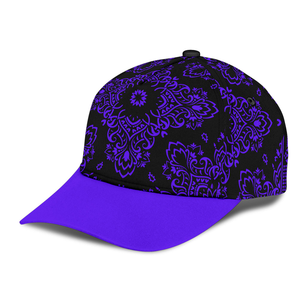 Classic Cap 3 Violet Black Bandana Cap with Violet Bill