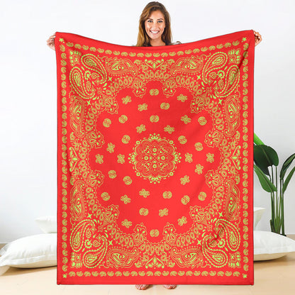 Ultra Plush 2 Lime on Red Bandana Throw Blanket