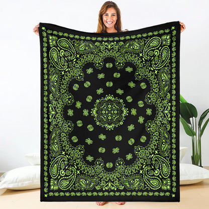 Ultra Plush 2 Lime on Black Bandana Throw Blanket