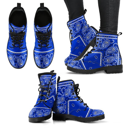 Men's Leather Bandana Boot - Cobalt