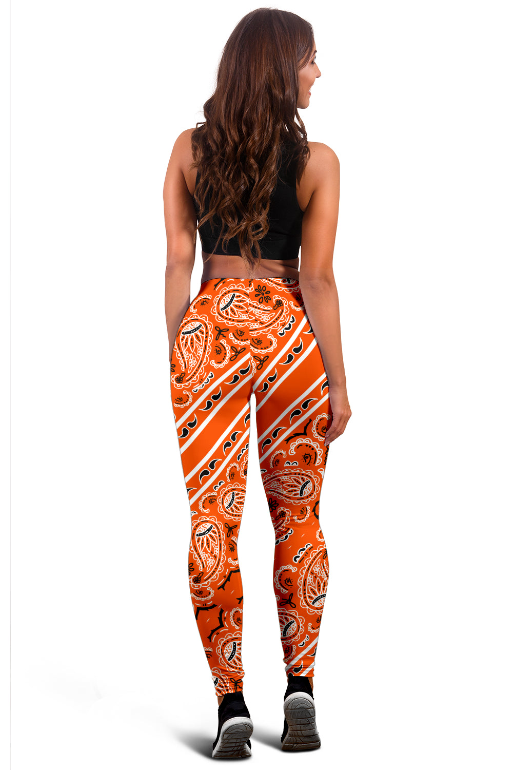 Women's Leggings - Bright Orange Total Bandana