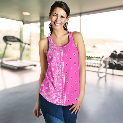 Women's Racerback Tank - Offset White on Pink