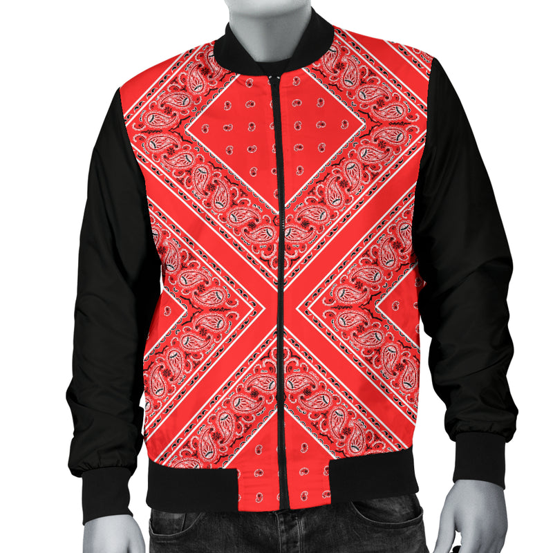 Men's Red X Bandana Bomber Jacket