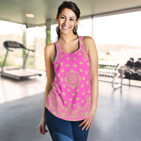 Women's Racerback Tank - Lime on Pink