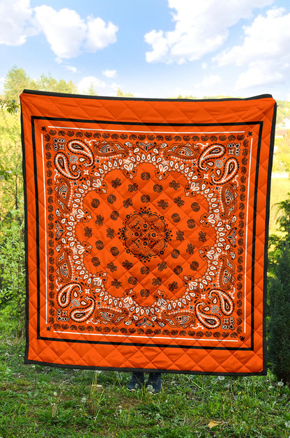 Quilt 2 Black White on Orange Black Sq