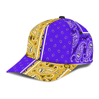 Classic Cap - Bandana Style Violet Gold Panels