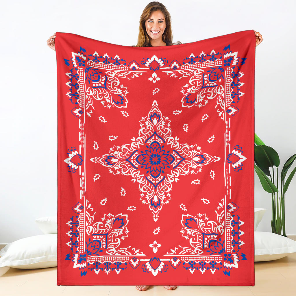 Ultra Plush 3 Red White Blue Bandana Throw Blanket