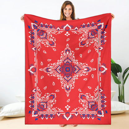 Ultra Plush 3 Red White Blue Bandana Throw Blanket