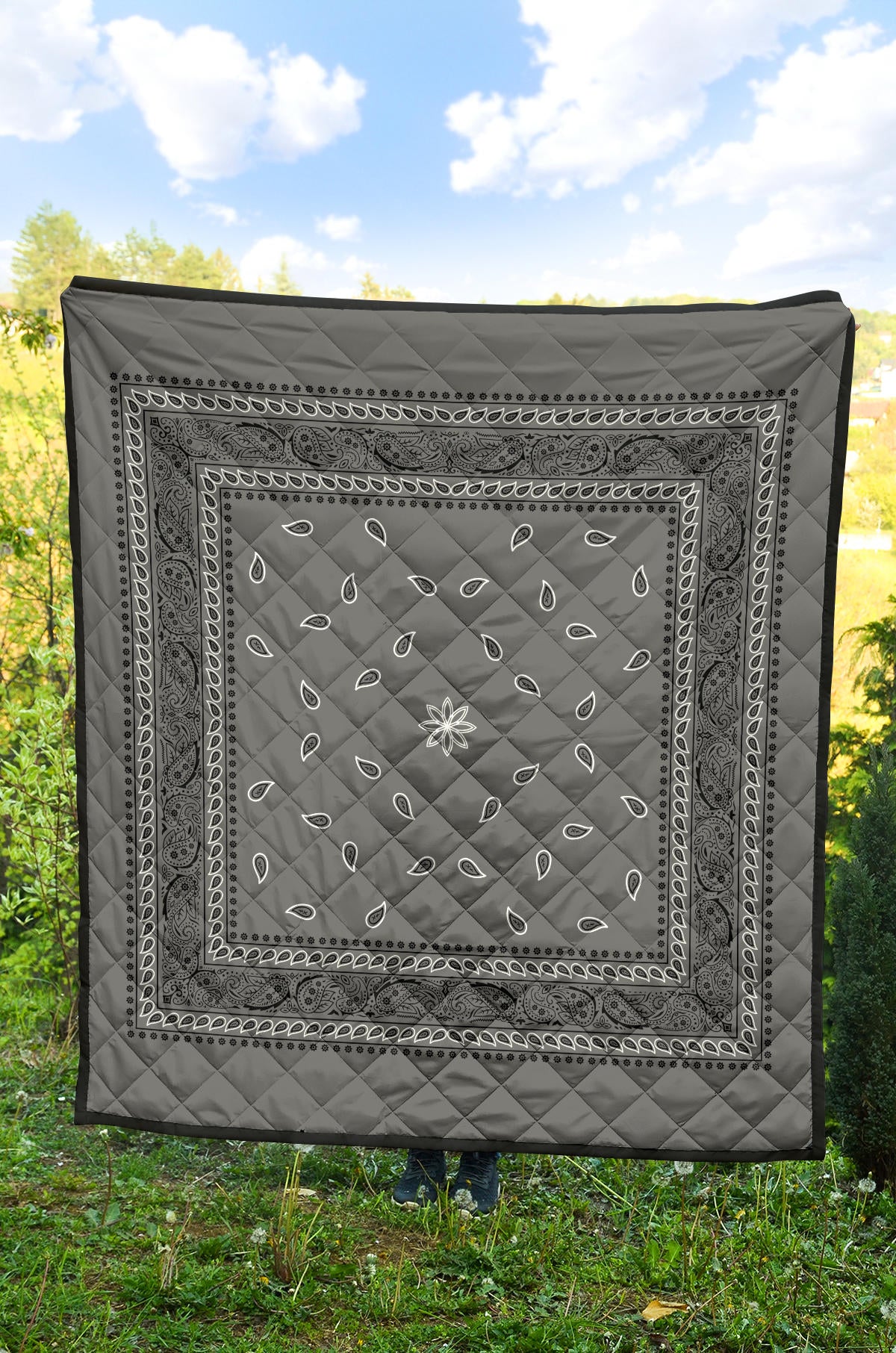 Quilt 4 Gray Black Bandana Quilt