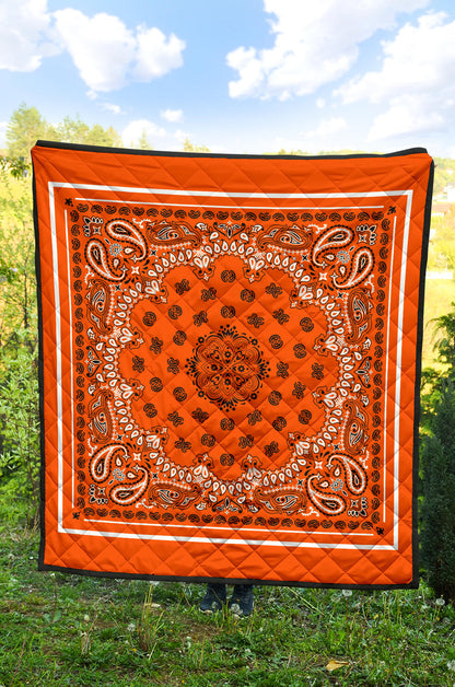 Quilt 2 Black and White on Perfect Orange, White Sq.