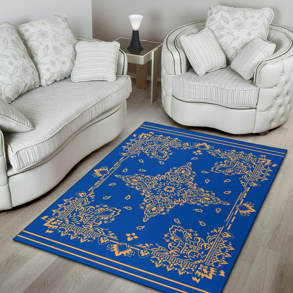Area Rug Two - Peach on Cobalt