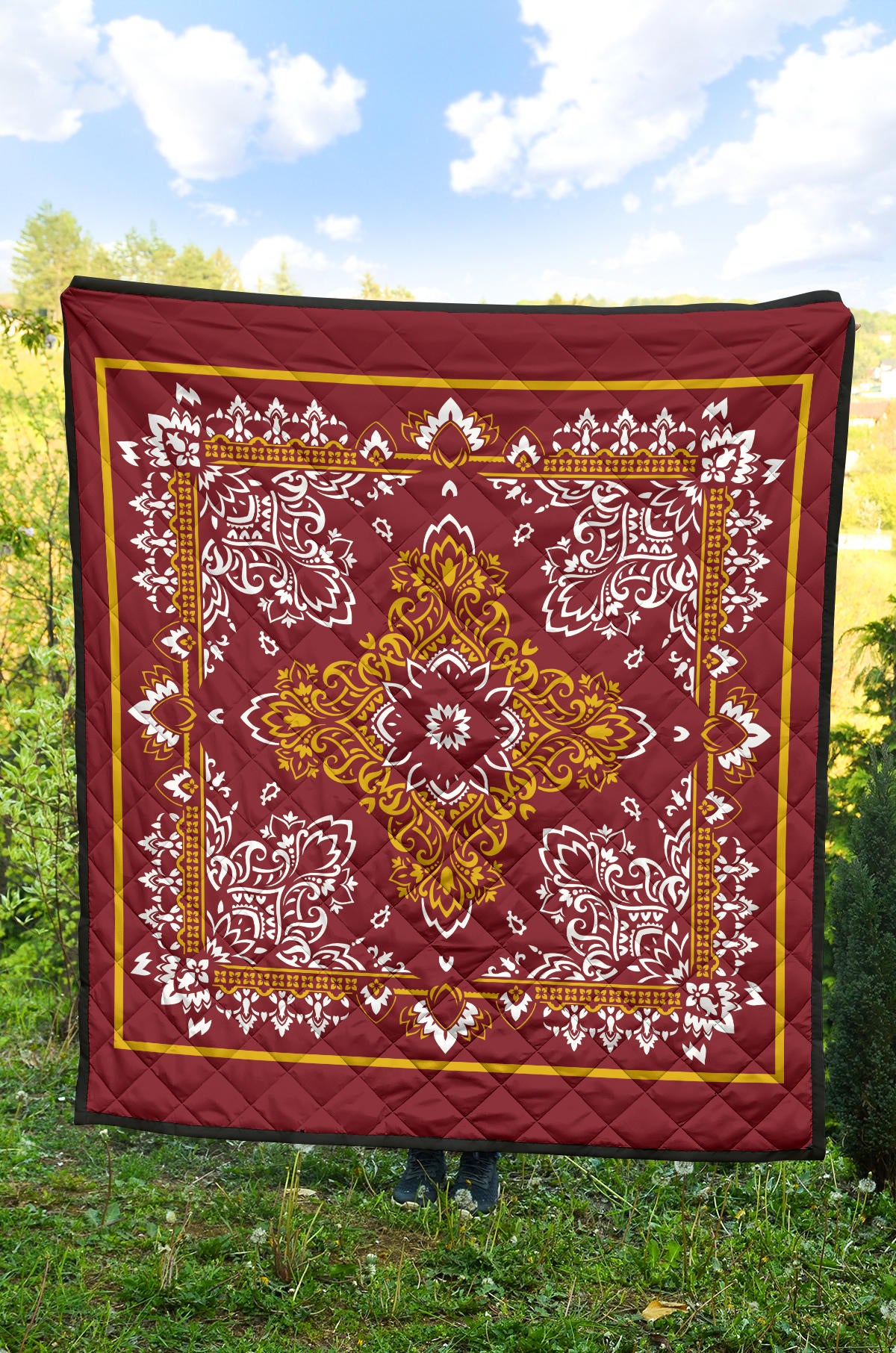 Quilt 3 Gold White Bandana Quilt