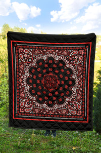 Quilt 2 Red Bandana on Black Red Sq.