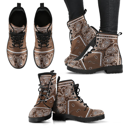 Women's Leather Bandana Boot - Coffee