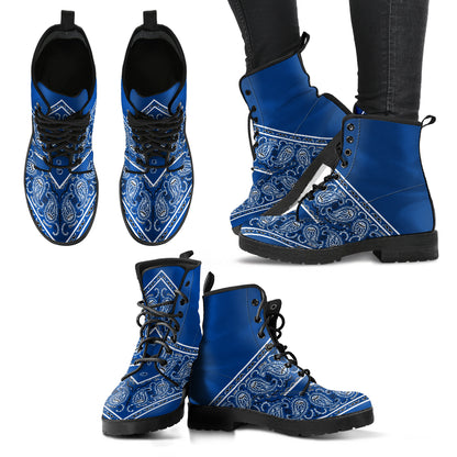 Flying V Leather Bandana Boot - Navy