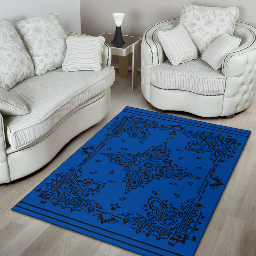 Area Rug Two - Black on Cobalt