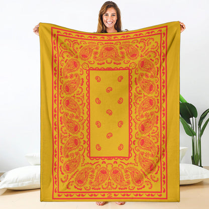 Ultra Plush Throw Red on Gold Bandana Throw Blanket