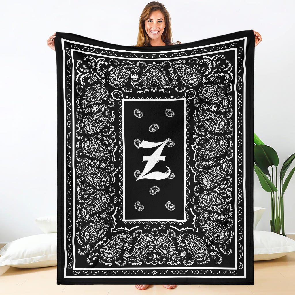 Black Ultra Plush Bandana Blanket - Z oe