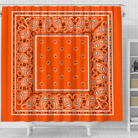 Shower Curtain - Bright Orange Classic Bandana