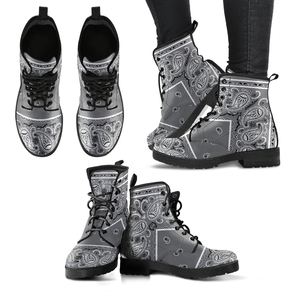 Women's Leather Bandana Boot - Gray
