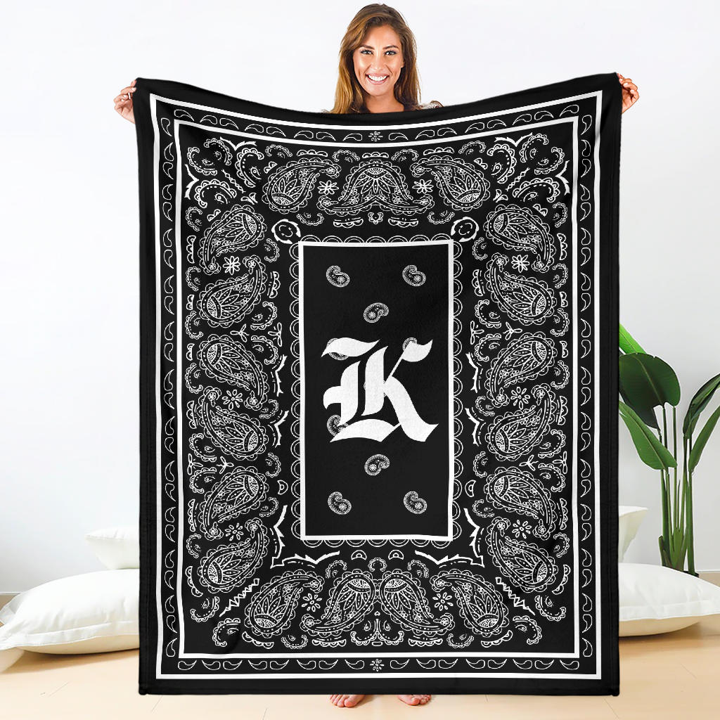 Black Ultra Plush Bandana Blanket - K oe