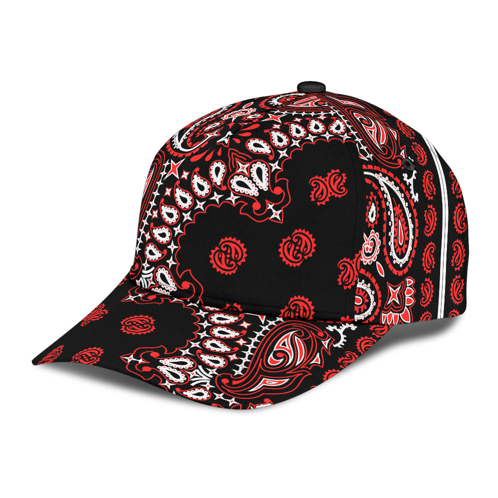 Classic Cap 2 - Red Black All Over Design