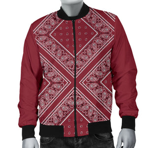 Men's Maroon X Bandana Bomber Jacket