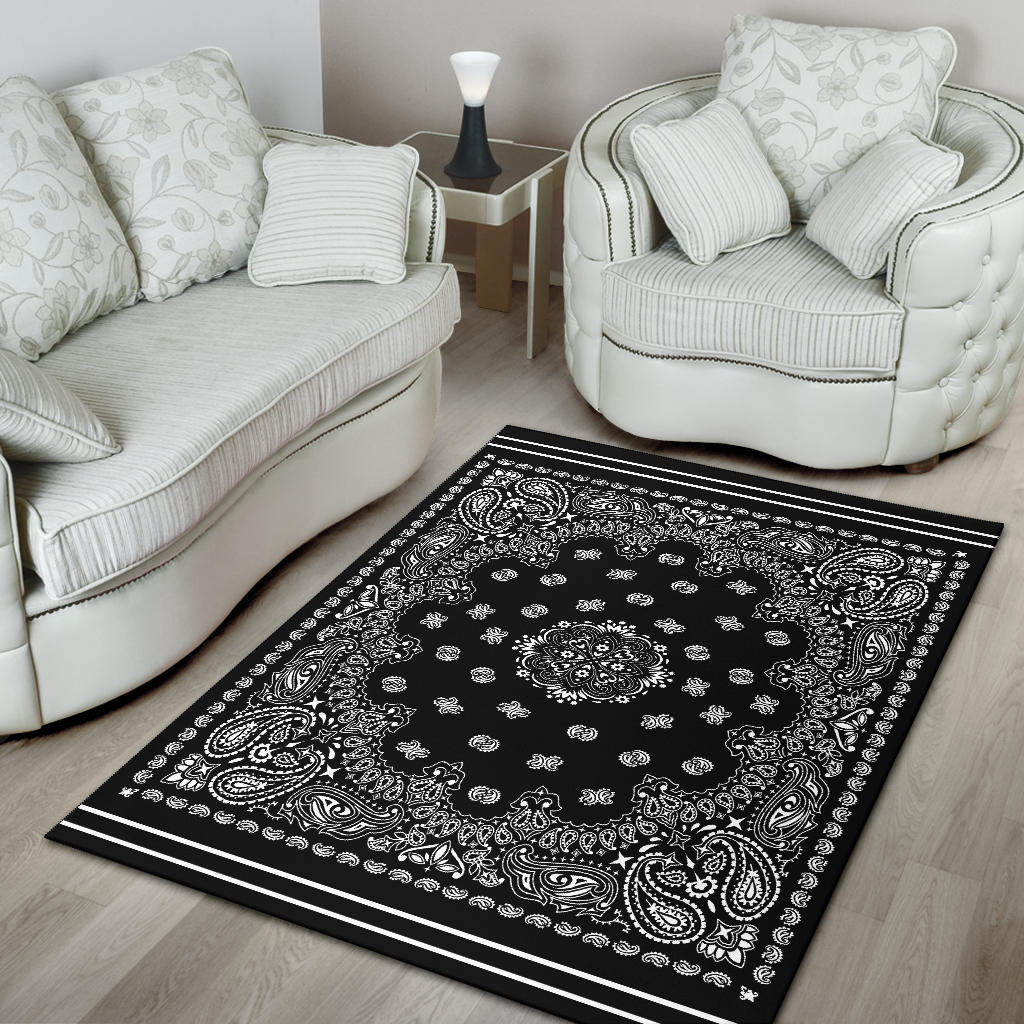 Area Rug One - White on Black