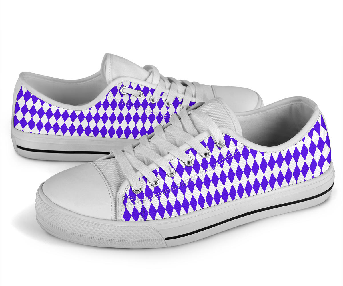 Low Top Sneakers - Purple and White Diamonds