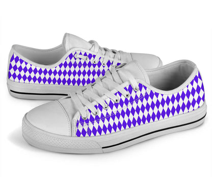 Low Top Sneakers - Purple and White Diamonds