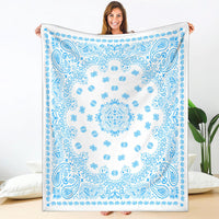 Ultra Plush 2 Lt Blue on White Bandana Throw Blanket